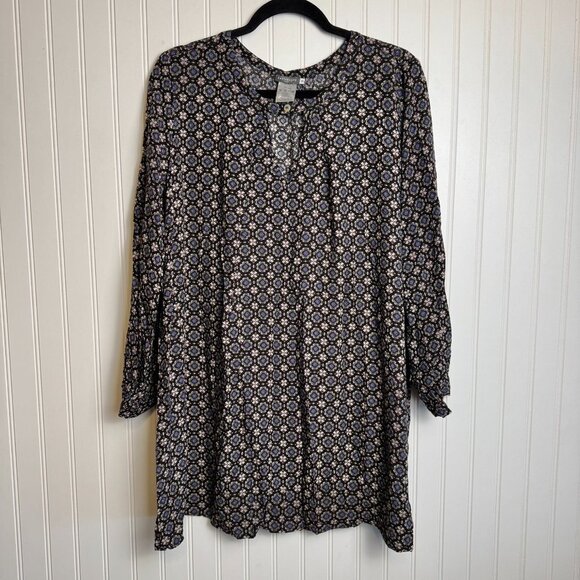 Earthbound Trading Co black keyhole lightweight tunic/short dress size XL F38 - Picture 1 of 3